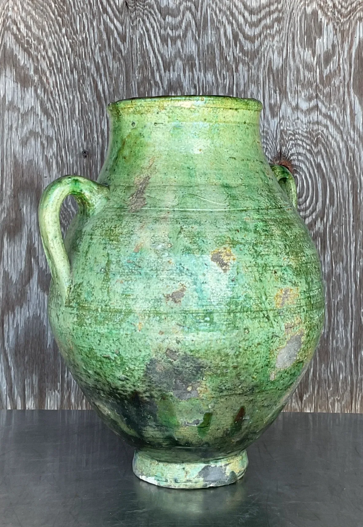 Vintage Boho Glazed Ceramic Urn — additional photo 4