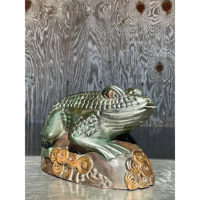 Vintage Boho Hand Carved Frog — additional photo 1