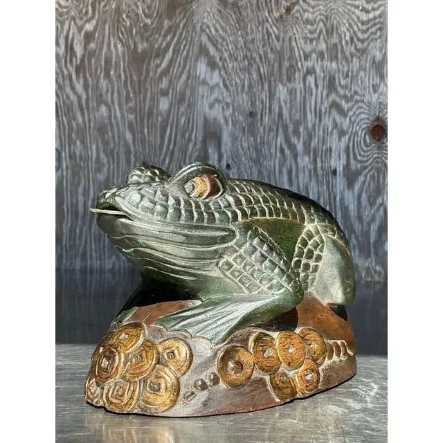 Vintage Boho Hand Carved Frog — additional photo 2