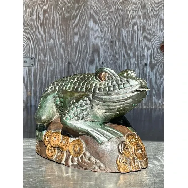 Vintage Boho Hand Carved Frog — additional photo 6
