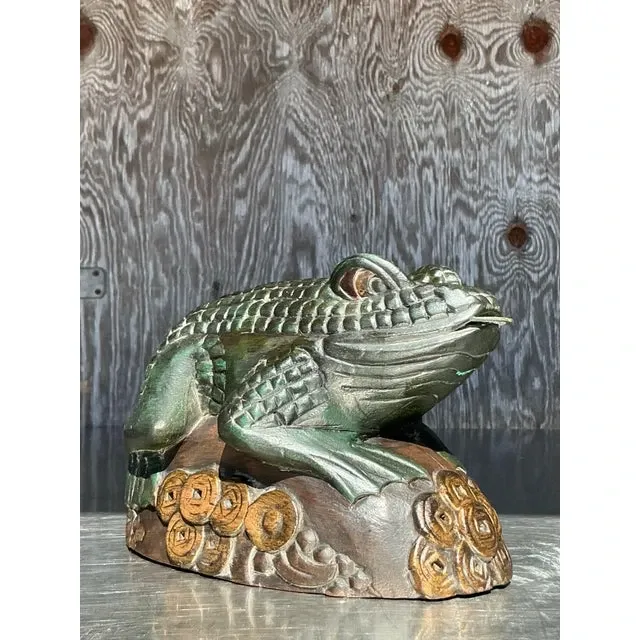 Vintage Boho Hand Carved Frog — additional photo 7