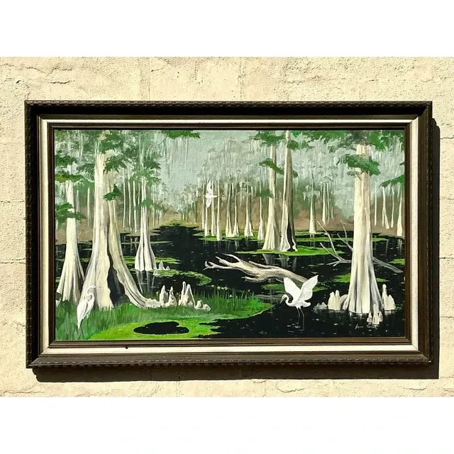 Vintage Boho Original Everglades Oil Landscape on Canvas — additional photo 8