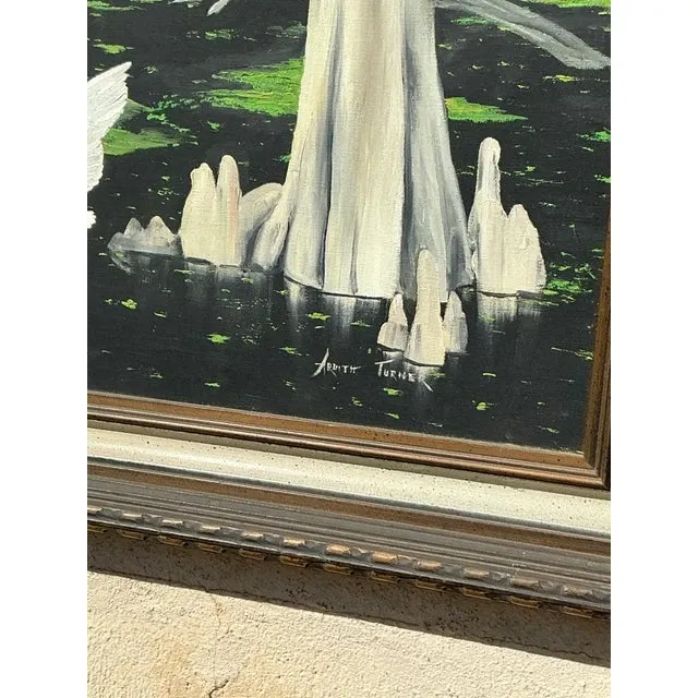 Vintage Boho Original Everglades Oil Landscape on Canvas — additional photo 3