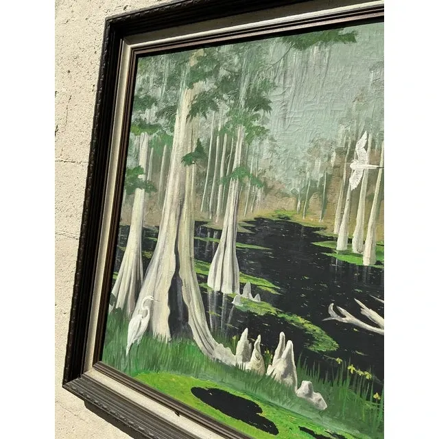 Vintage Boho Original Everglades Oil Landscape on Canvas — additional photo 5