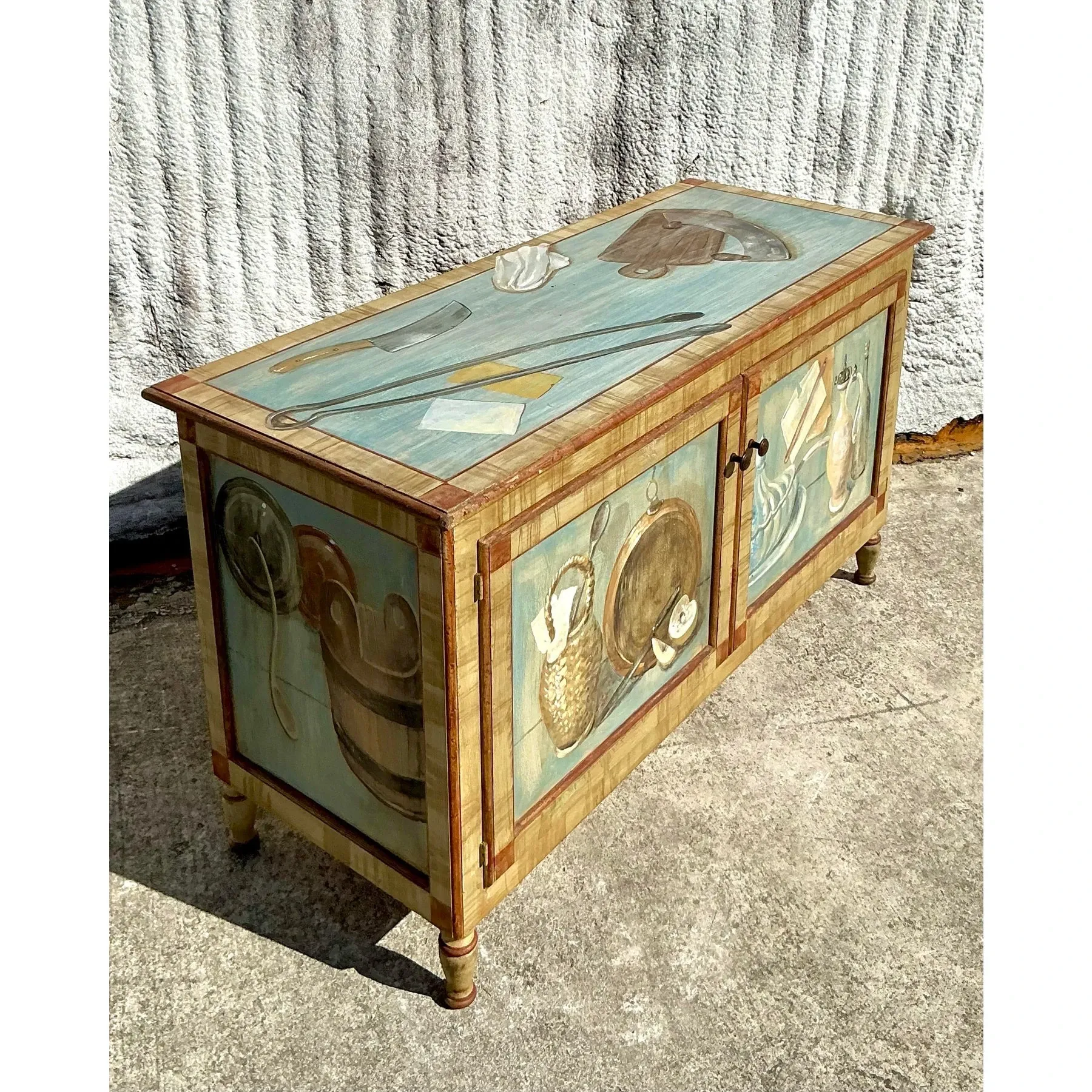Late 20th Century Vintage Regency Hand Painted Cabinet — additional photo 3