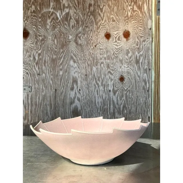 Vintage Boho Glazed Ceramic Layered Pottery Bowl — additional photo 4