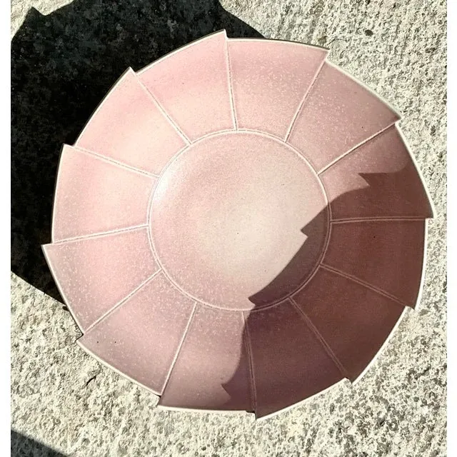 Vintage Boho Glazed Ceramic Layered Pottery Bowl — additional photo 3