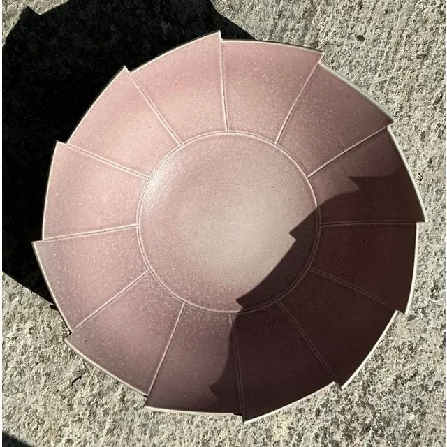 Vintage Boho Glazed Ceramic Layered Pottery Bowl — additional photo 6