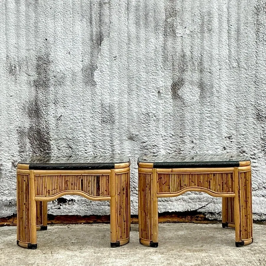 Vintage Coastal Pencil Reed Side Tables - a Pair — additional photo 8