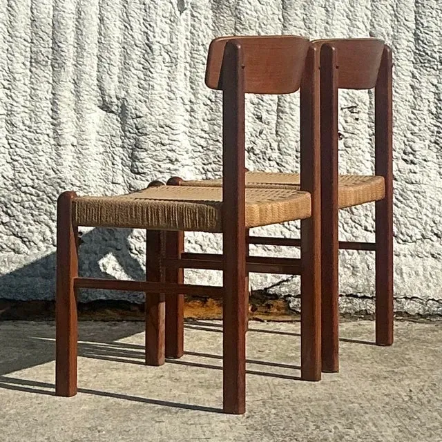 Vintage Mid-Century Modern Woven Rope Dining Chairs - Set of 2 — additional photo 3