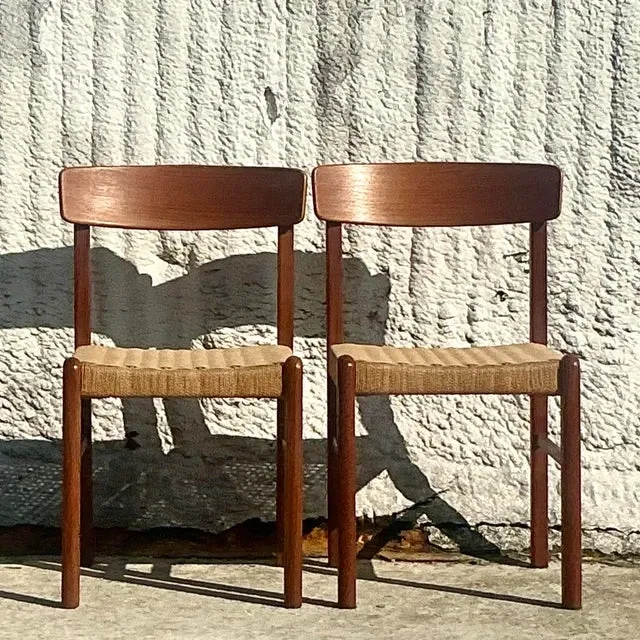 Vintage Mid-Century Modern Woven Rope Dining Chairs - Set of 2 — additional photo 2