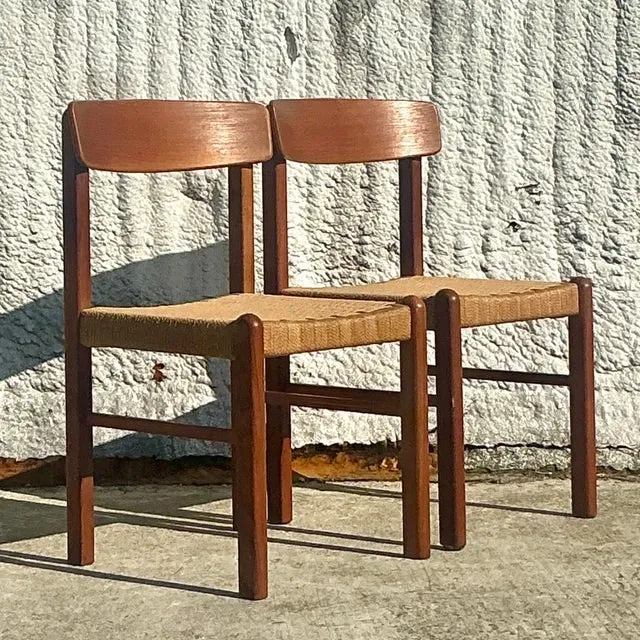 Vintage Mid-Century Modern Woven Rope Dining Chairs - Set of 2 — additional photo 5