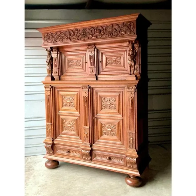 Vintage Boho Hand Carved Dutch Cabinet — additional photo 1