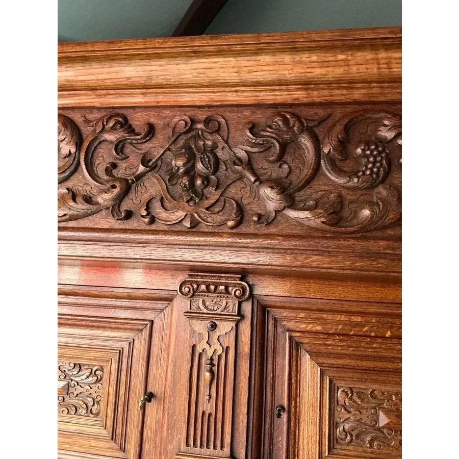 Vintage Boho Hand Carved Dutch Cabinet — additional photo 7