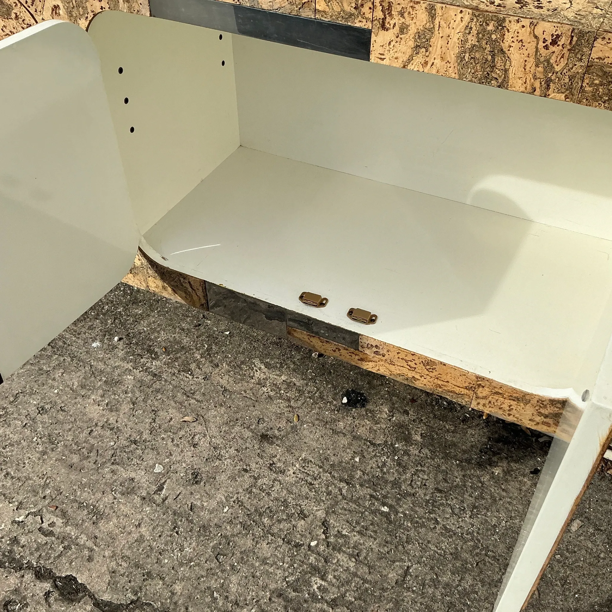 Vintage Boho Cork and Chrome Floating Wall Credenza After Paul Evans — additional photo 3