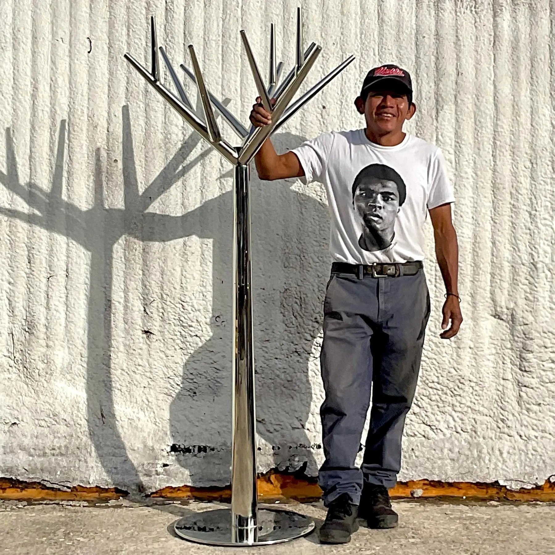 Vintage Contemporary Polished Chrome Tree Coat Rack — additional photo 2