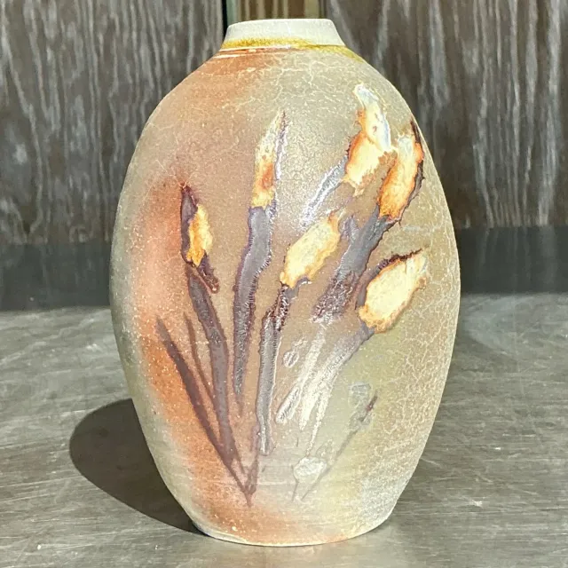 Vintage Boho Studio Pottery Vase - Ceramic, 3.75W x 5.75H — additional photo 3