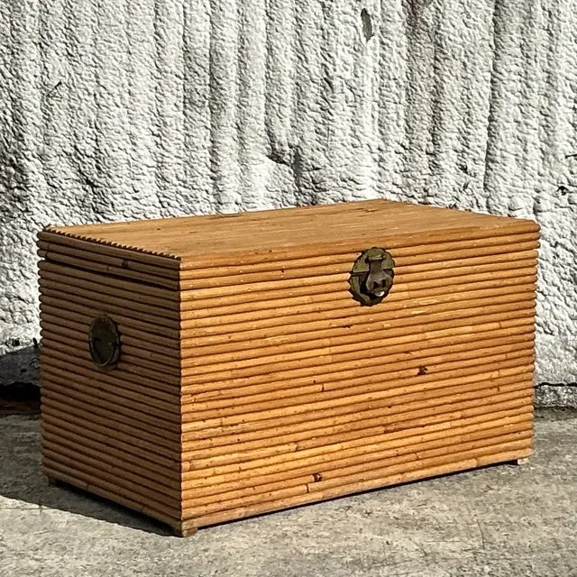Vintage Coastal Pretzel Rattan Trunk — additional photo 6