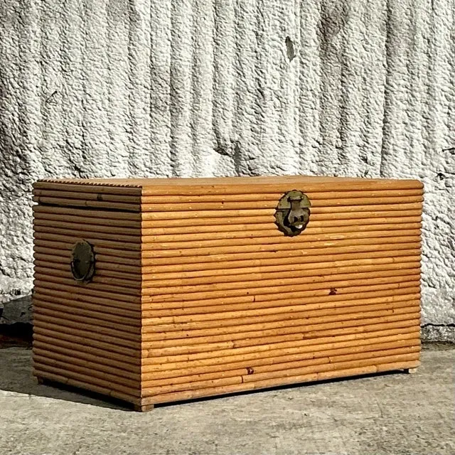 Vintage Coastal Pretzel Rattan Trunk