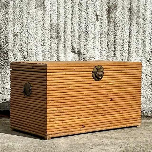 Vintage Coastal Pretzel Rattan Trunk — additional photo 2