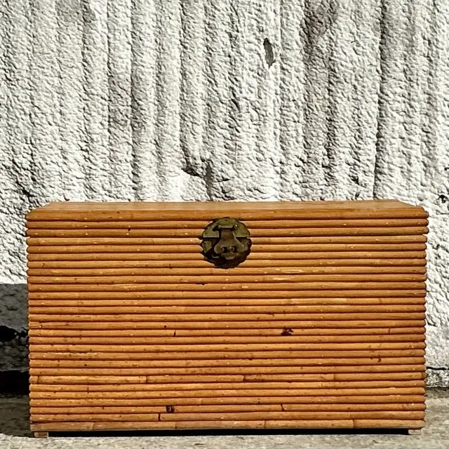 Vintage Coastal Pretzel Rattan Trunk — additional photo 5