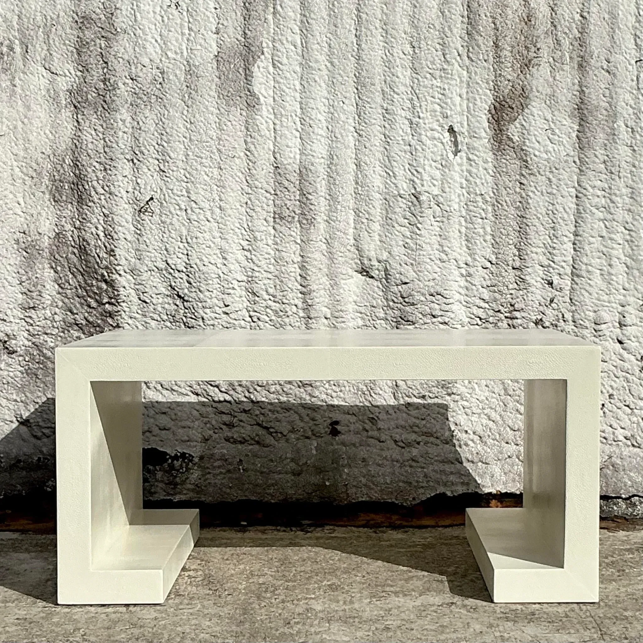 Vintage Boho Lacquered Shagreen Scroll Coffee Table — additional photo 7