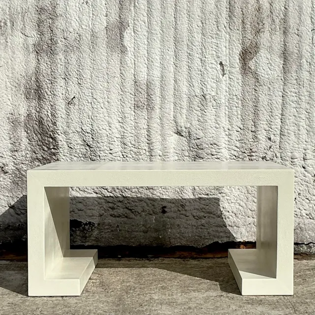 Vintage Boho Lacquered Shagreen Scroll Coffee Table — additional photo 7