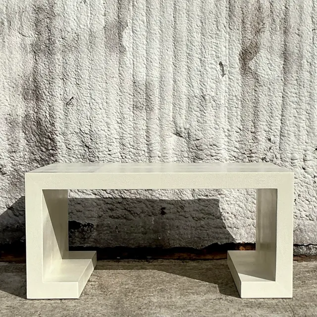 Vintage Boho Lacquered Shagreen Scroll Coffee Table — additional photo 6