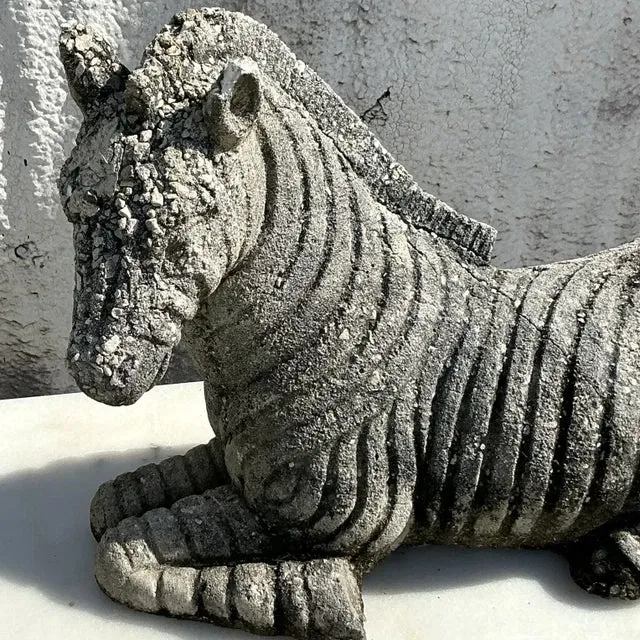 Vintage Distressed Cast Concrete Zebra — additional photo 7