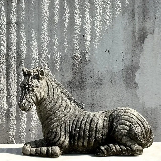 Vintage Distressed Cast Concrete Zebra — additional photo 2
