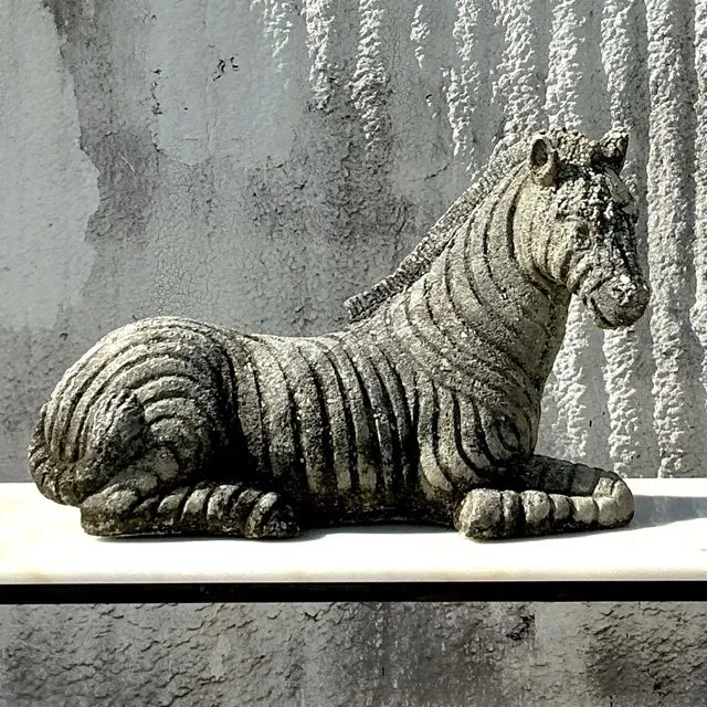 Vintage Distressed Cast Concrete Zebra — additional photo 5