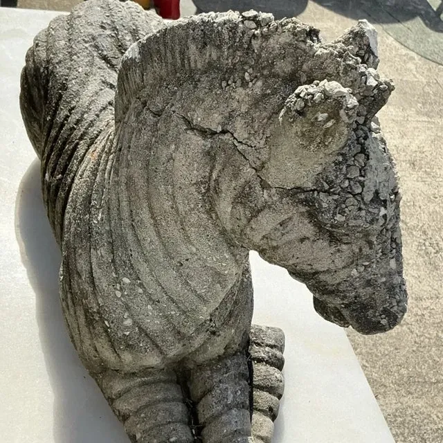 Vintage Distressed Cast Concrete Zebra — additional photo 5