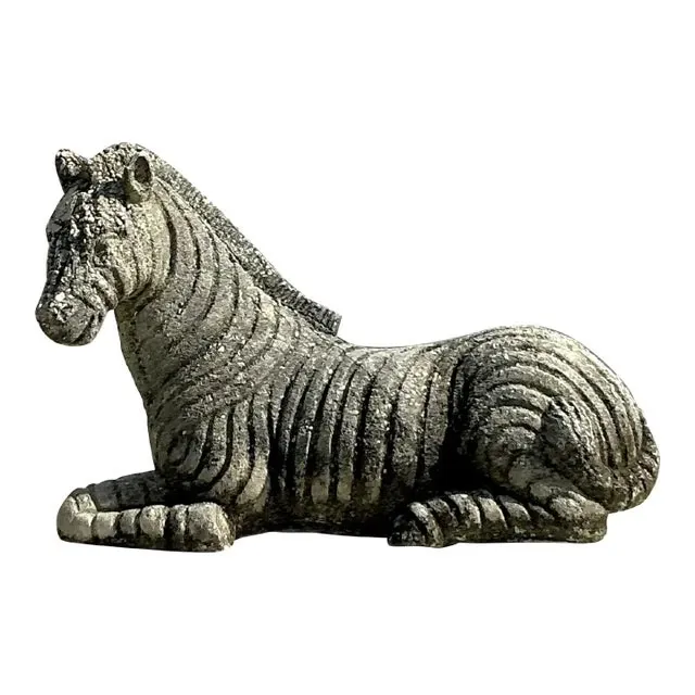 Vintage Distressed Cast Concrete Zebra — additional photo 1