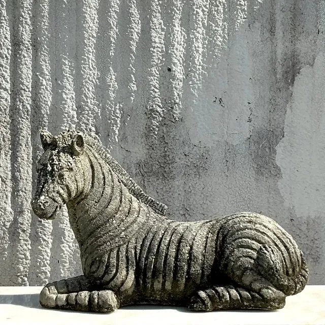 Vintage Distressed Cast Concrete Zebra — additional photo 8