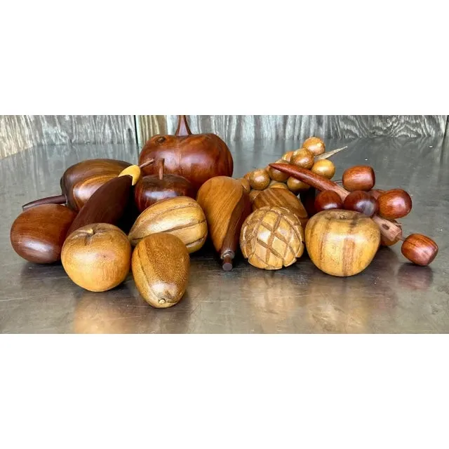 Vintage Boho Collection of Wood Fruit- 14 Pieces — additional photo 4