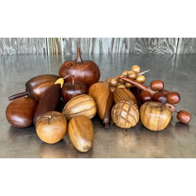 Vintage Boho Collection of Wood Fruit- 14 Pieces — additional photo 5