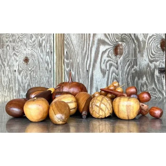 Vintage Boho Collection of Wood Fruit- 14 Pieces — additional photo 2
