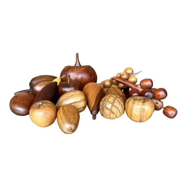 Vintage Boho Collection of Wood Fruit- 14 Pieces — additional photo 1