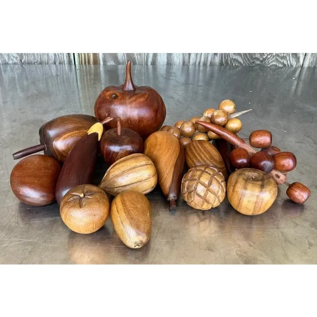 Vintage Boho Collection of Wood Fruit- 14 Pieces — additional photo 3