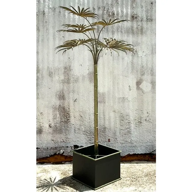 Vintage Coastal Italian Tole Metal Palm Tree — additional photo 3