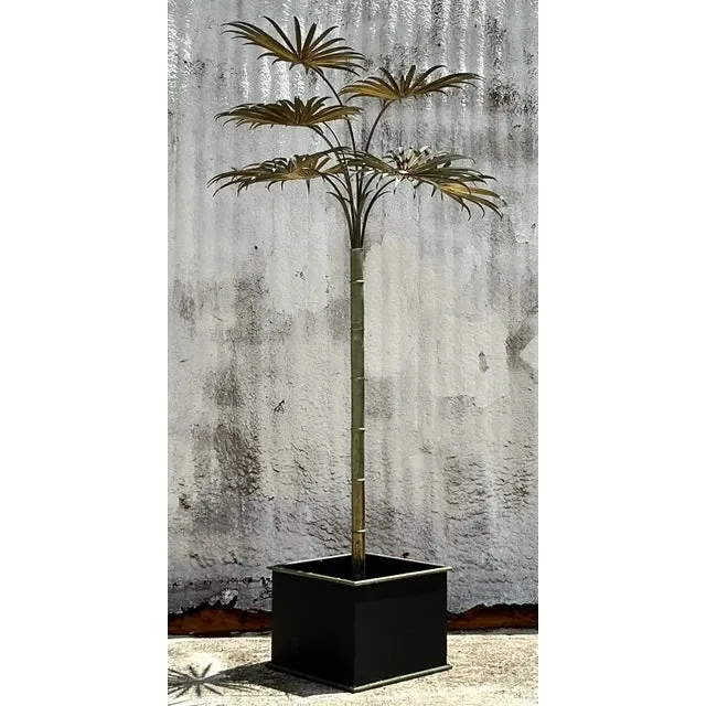 Vintage Coastal Italian Tole Metal Palm Tree — additional photo 2