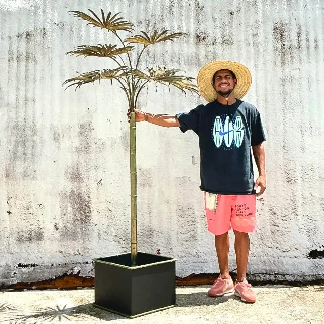 Vintage Coastal Italian Tole Metal Palm Tree — additional photo 4