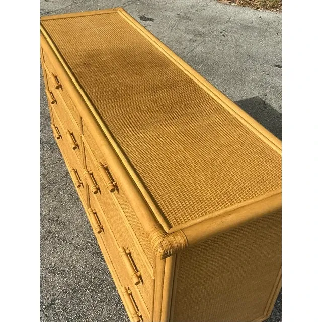 Vintage Coastal Woven Rattan Dresser — additional photo 6