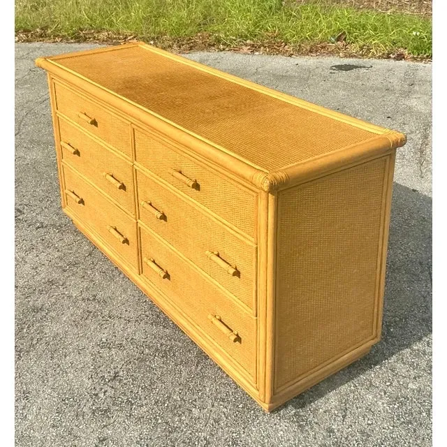 Vintage Coastal Woven Rattan Dresser — additional photo 3