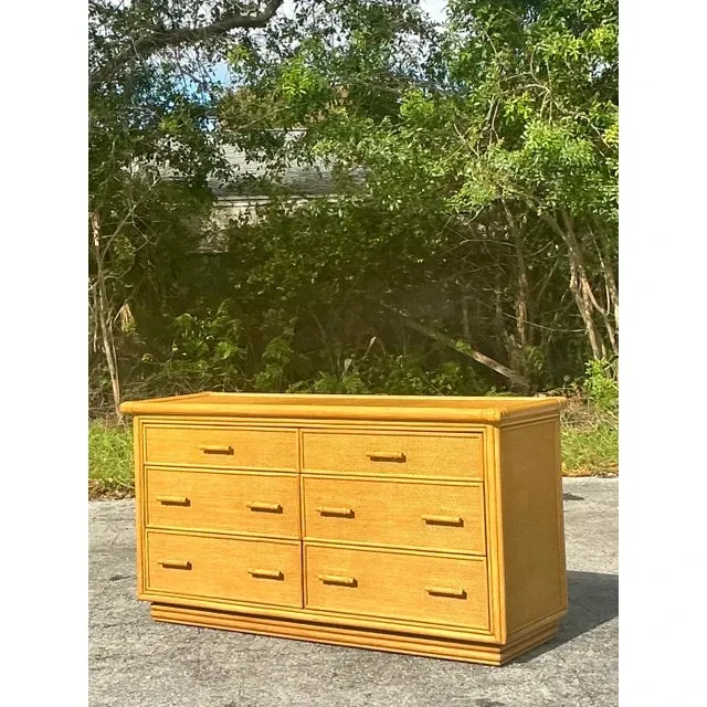 Vintage Coastal Woven Rattan Dresser — additional photo 2