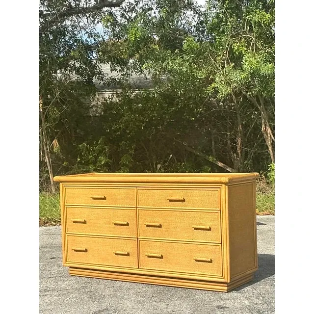 Vintage Coastal Woven Rattan Dresser — additional photo 5