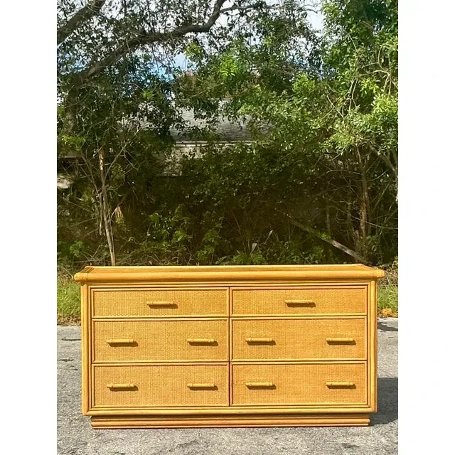 Vintage Coastal Woven Rattan Dresser — additional photo 4