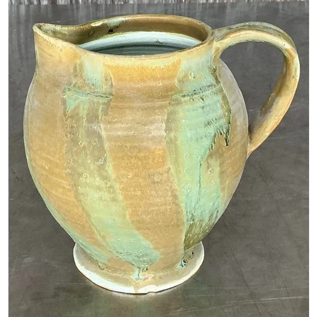 Vintage Boho Original Studio Pottery Pitcher — additional photo 2
