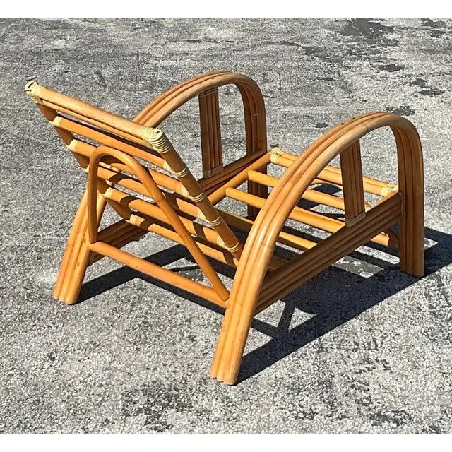 Vintage Coastal La Jolla Bent Rattan Lounge Chair — additional photo 5