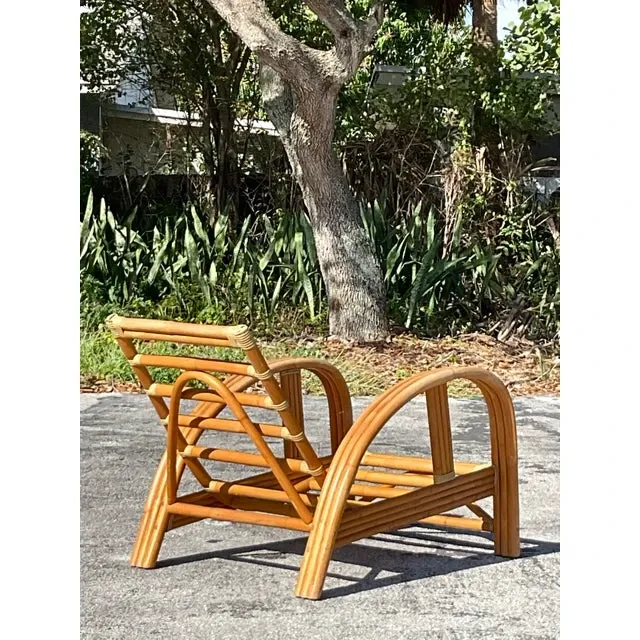 Vintage Coastal La Jolla Bent Rattan Lounge Chair — additional photo 7